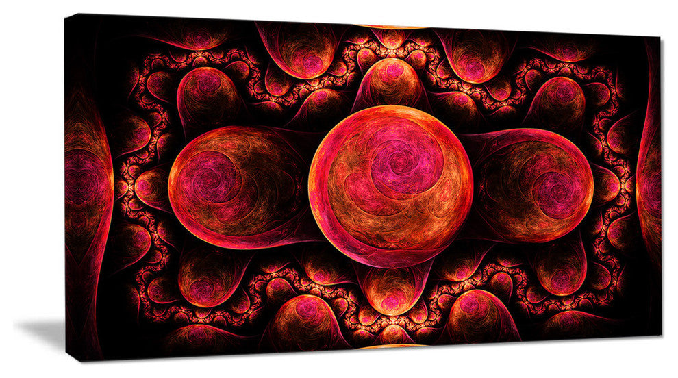 Red Exotic Fractal Pattern, Oversized Abstract Canvas Art Print, 60x28