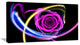 Glowing Purple Neon Rose, Floral Canvas Art Print, 40x20