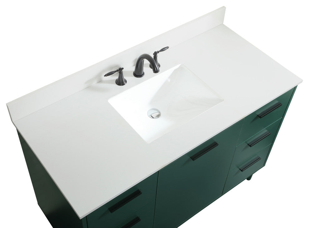 Home Living Modern Natural Oak-Light Bathroom Vanity, Green, 48"