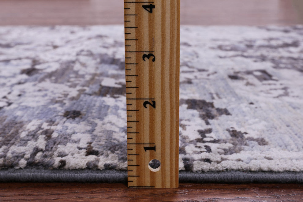 2' 7" X 13' 11" Modern Hand-Knotted Wool and Silk Runner Rug Q10330
