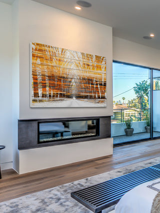 "Orange Striped Sky" Print on White Wood, 60"x40"