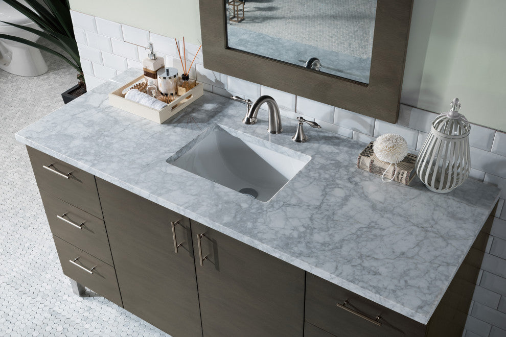 James Martin 850-V60S-SOK-3CAR Metropolitan 60" Silver Oak Vanity with Top