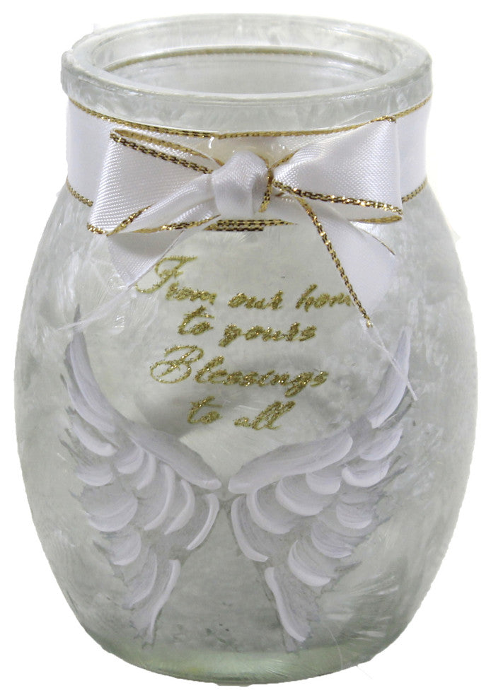 3.75In Angel Wings Small Jar W/Ribbon, Glass, Blessings Naw0280 Home