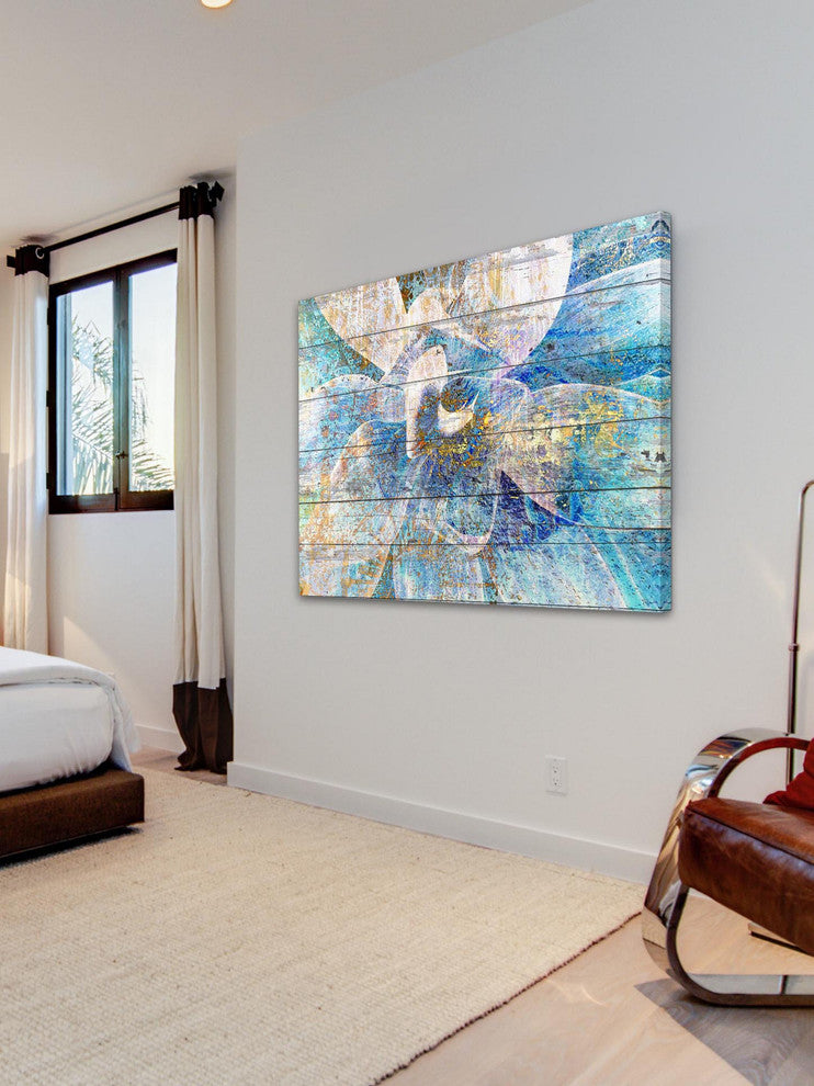 "Gold Blue Succulent" Painting Print on Canvas by Irena Orlov