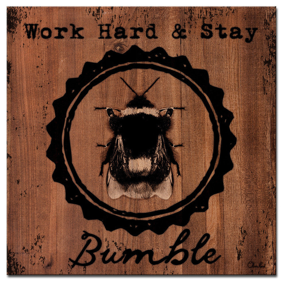 Ready2HangArt Farmhouse 'Bumble' Wrapped Canvas Animal Textual Wall Art, 40"x40"