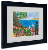 'Three Sails on the Pacific' Matted Framed Canvas Art by Manor Shadian