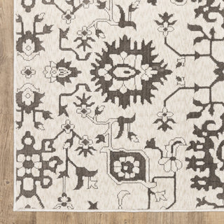 Iris Two-Tone Oriental Ivory/ Grey Area Rug 9'10" x 12'10"