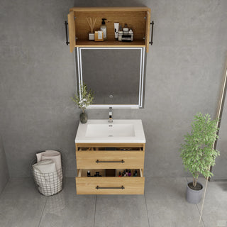 Victoria 30" Solid Wood Bath Vanity, Overhead Cabinet, Oak
