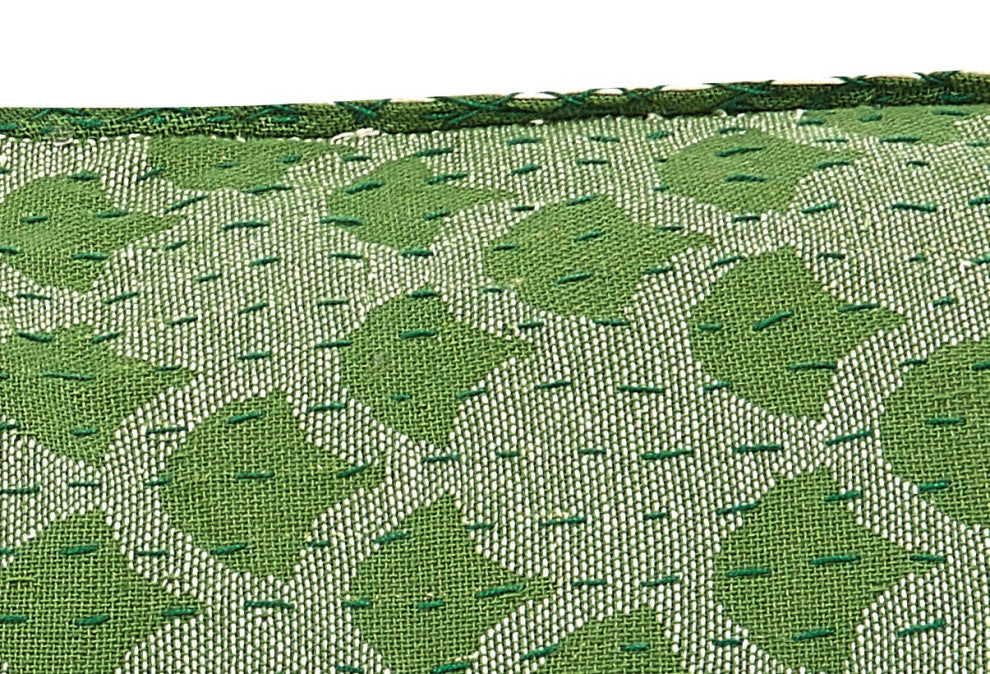 Artisan Hand Loomed Cotton Lumbar Pillow, Green Ginkgo, 16"x48"