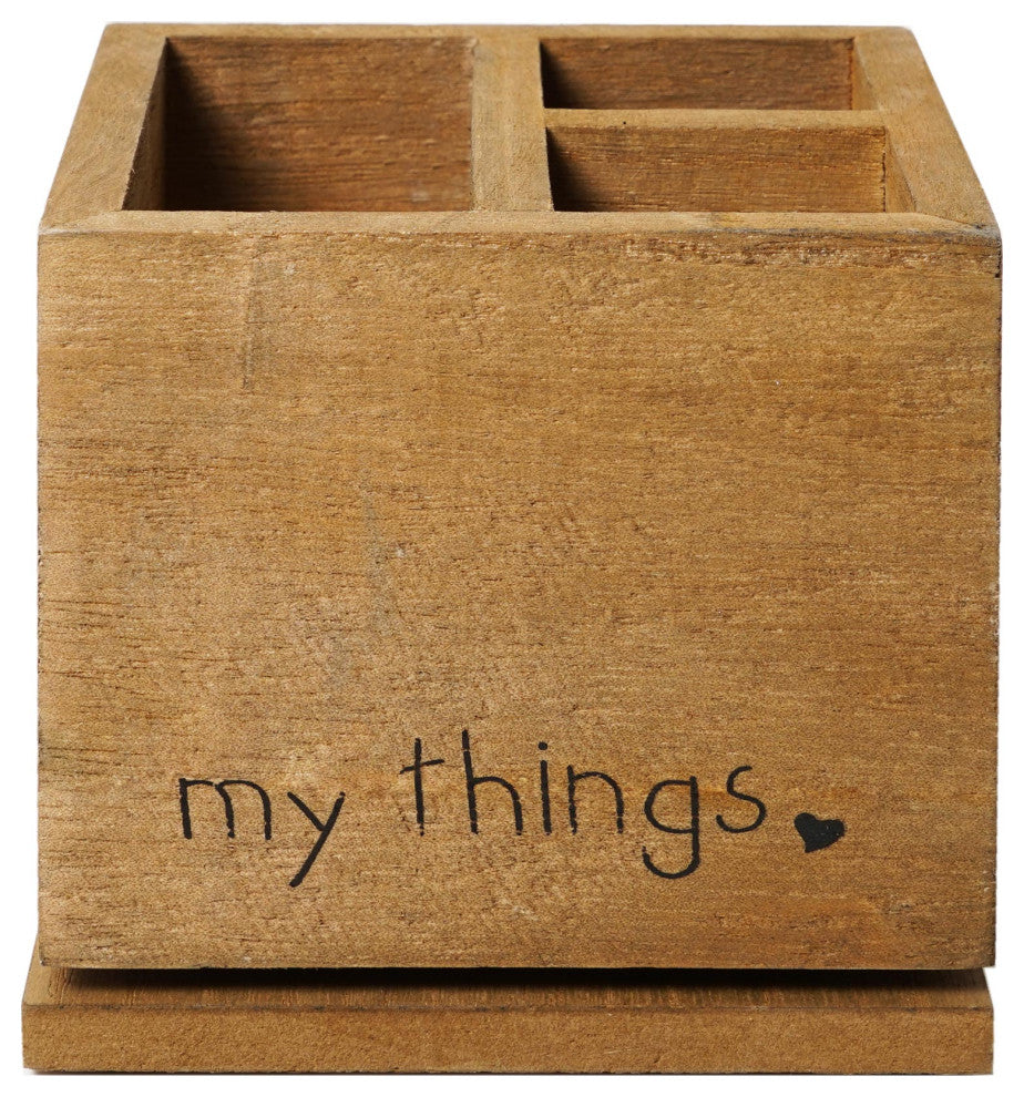 Addie Joy My Things 3-Opening Rotating Desk Organizer - Wood Wash