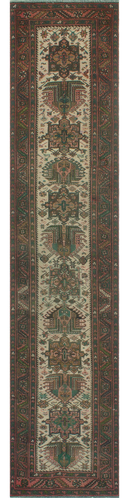 Fine Vintage Distressed Margaret Beige/Brown Runner, 2'9x13'1