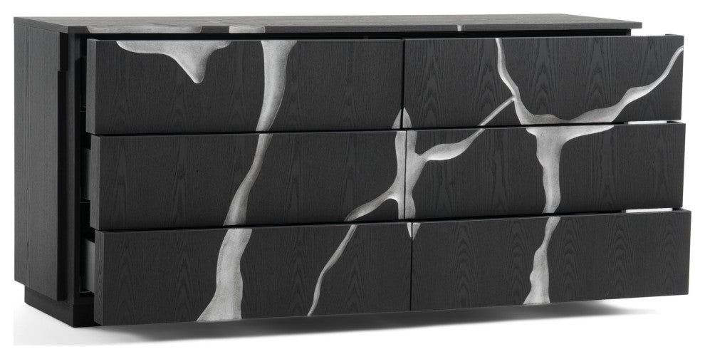 Modrest Aspen Modern Matte Brown Ash and Silver Dresser