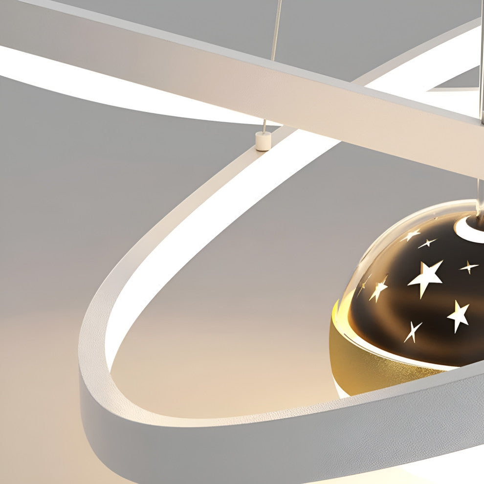Impruneta | Modern Beautiful LED Hanging Chandelier for Living Room, White, Dia19.7xh5.1", Dimmable Witn Remote