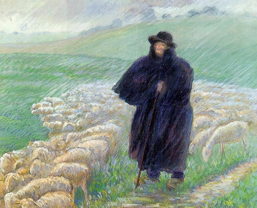 Camille Pissarro Shepherd in a Downpour, 20"x25" Wall Decal Print