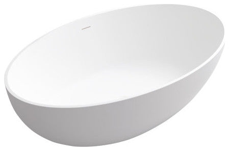 67in White Solid Surface Freestanding Soaking Bathtub with Drain