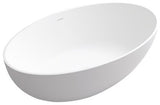 67in White Solid Surface Freestanding Soaking Bathtub with Drain
