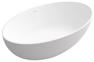 67in White Solid Surface Freestanding Soaking Bathtub with Drain