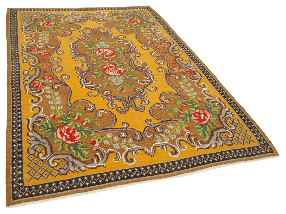 Rug N Carpet - Handmade Moldovan 6' 0'' x 9' 2'' Vintage Floral Kilim Rug