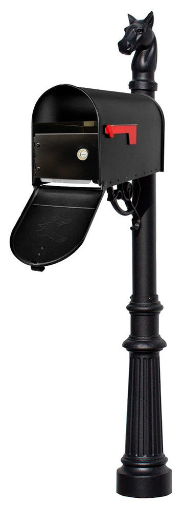 Post System-E1 Economy Mailbox-E1Locking Insert-Mounting Plate-Fluted Base Black