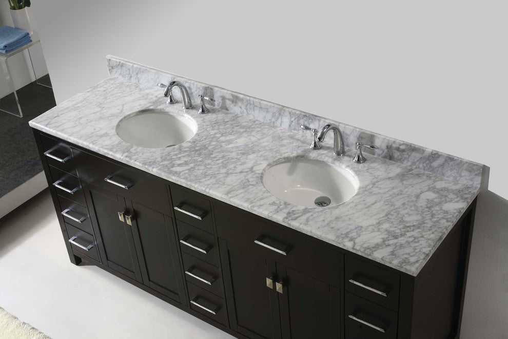 Caroline Parkway 78" Double Bathroom Vanity Cabinet, Espresso