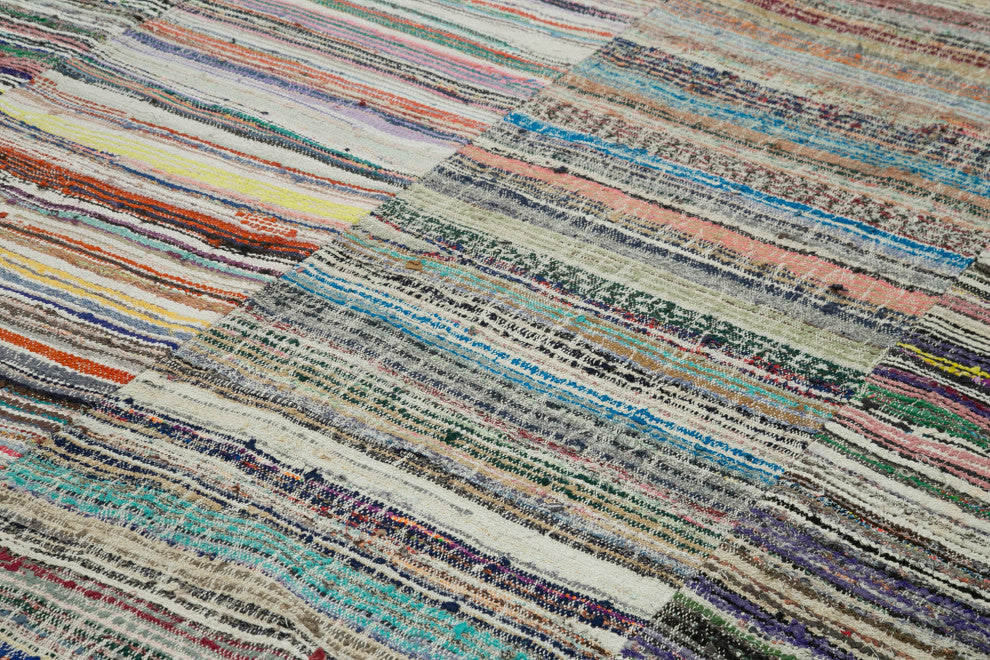 Rug N Carpet - Handmade Turkish 9' 1'' x 12' 8'' Rustic Patchwork Kilim Rug