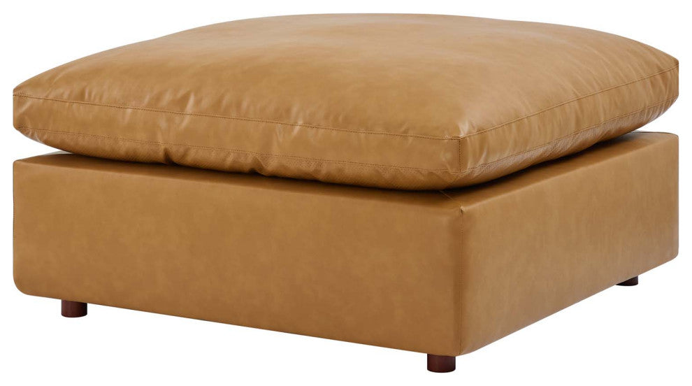 Sectional Sofa Set, Faux Vegan Leather, Tan, Modern, Living Lounge Hospitality