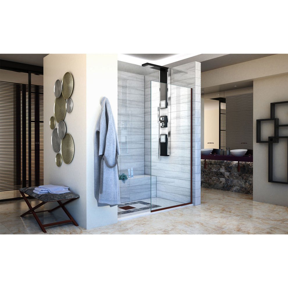 Linea 30"x72" Open Entry Design, Frameless Shower Door, Oil Rubbed Bronze