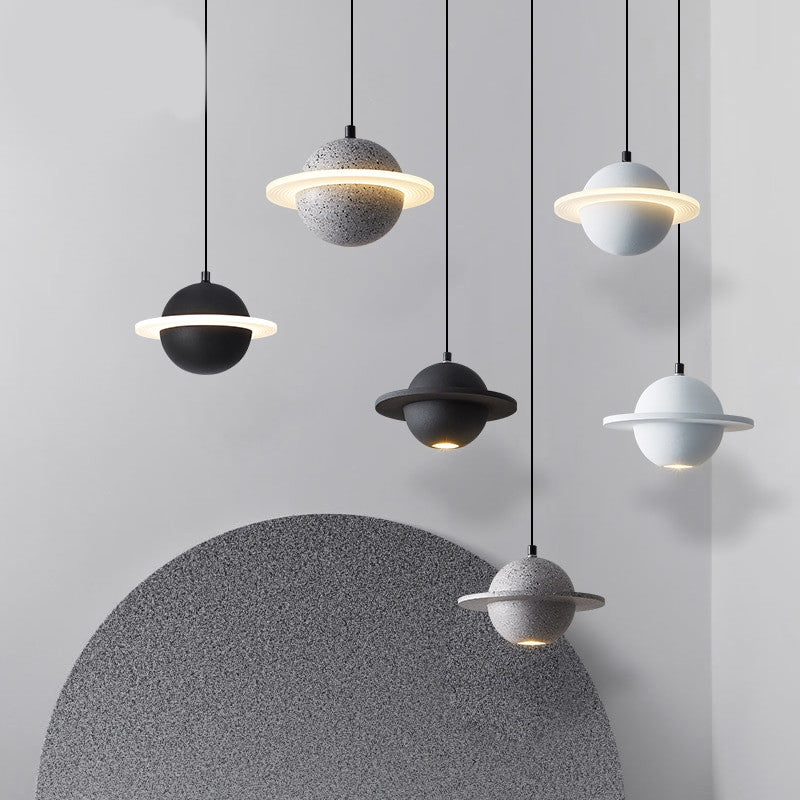 MIRODEMIÂ® Pierrefeu | Planet Saturn LED Industrial Decor Lighting, Red Bottom Glow