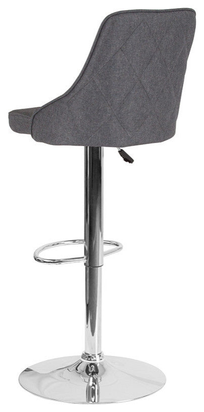 Trieste Contemporary Adjustable Height Barstool, Dark Gray Fabric