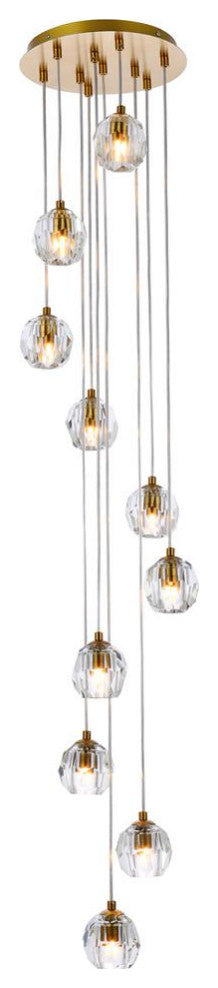Lux Light 11" 10-Lights Gold Pendant