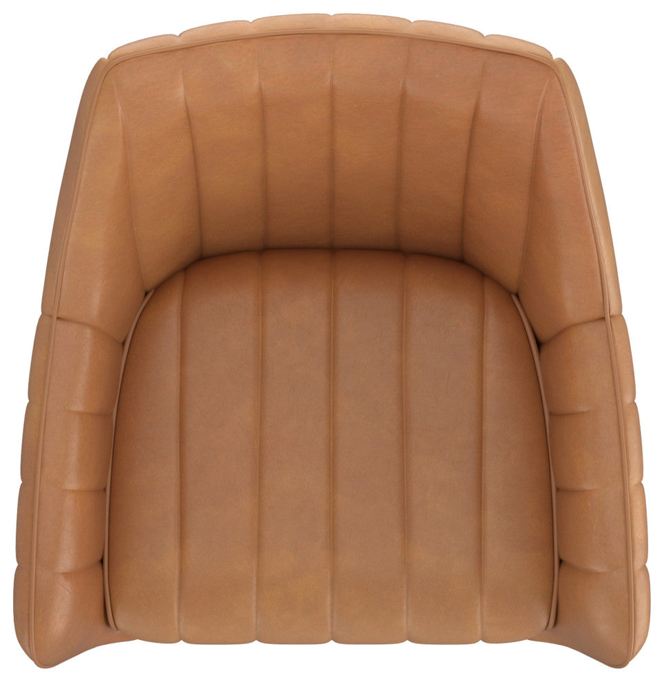 Modern Faux Leather/Metal Swivel Dining/Accent Chair, Set of 2, Camel/Black