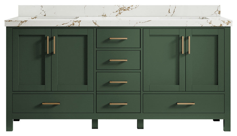 Malibu 72 Double Sink Vanity in Lafayette Green 2" Viola Brown