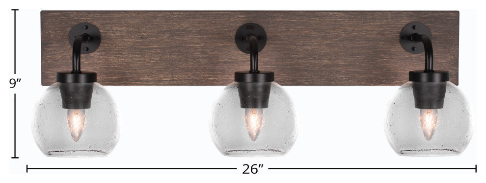Oxbridge, Bath Bar, Matte Black & Painted Distressed Metal, 5.75" Clear Bubble