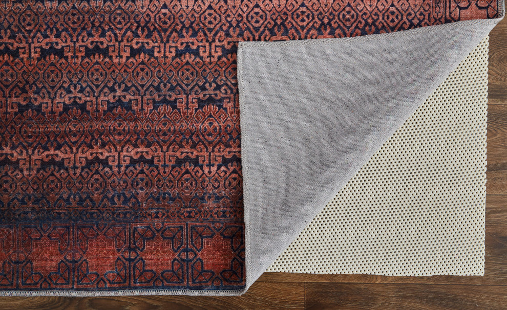 Welch Oriental Machine Washable Tan/Blue Rug, 5'3"x7'6"