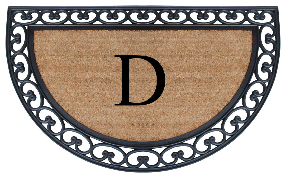 A1HC Half Round 30"x48" Double Door Monogrammed Doormat, D