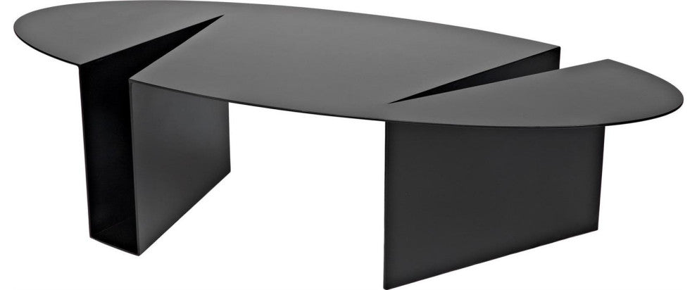 Matte Black Steel Coffee Table, Traditional