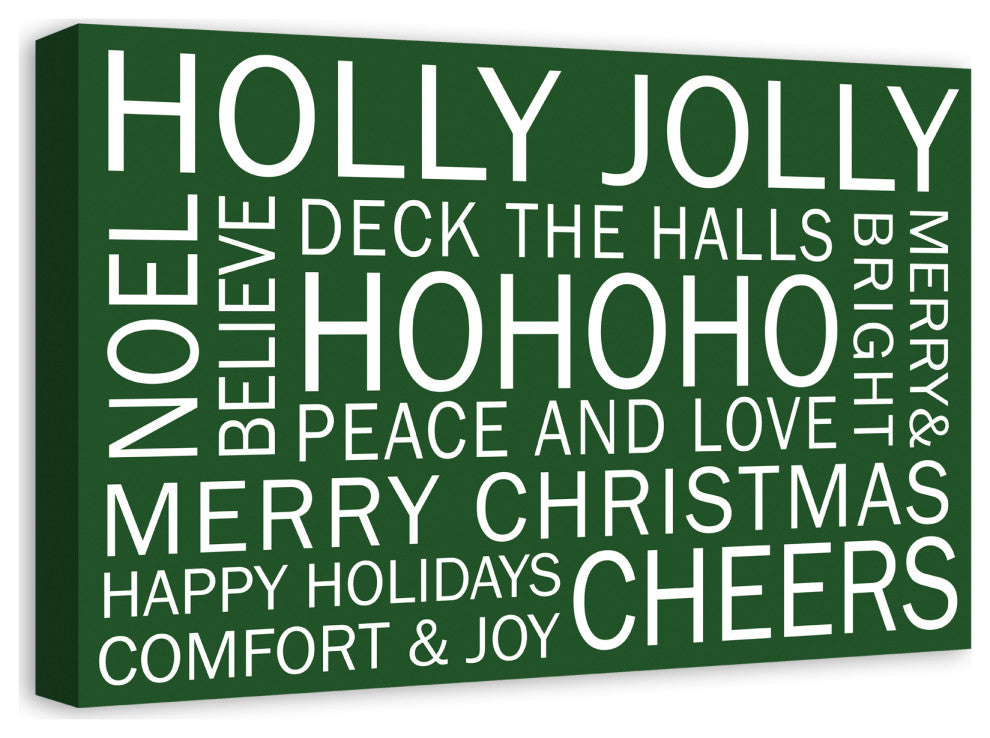 Christmas Sayings Green 3 16x24 Canvas Wall Art