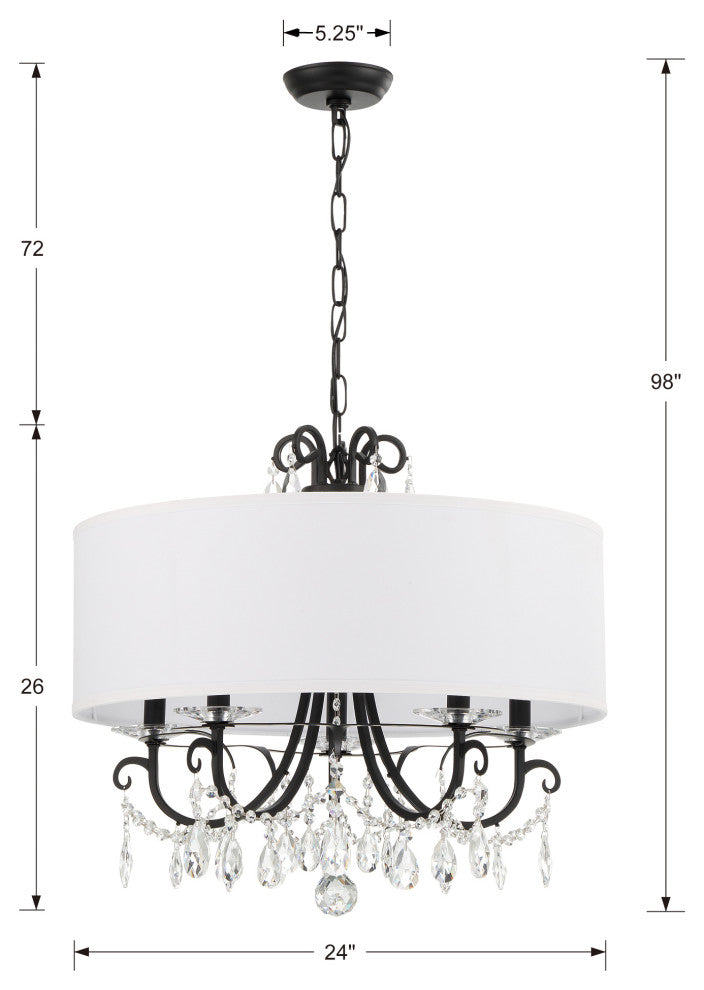 Othello 5 Light Matte Black Chandelier