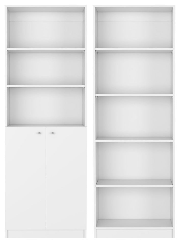 Paonia 2 Piece Living Room Set with 2 Bookcases, White