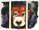 Sad Dog in Animal Shelter, Abstract Triptych Canvas Art Print, 36x28, 3 Panels