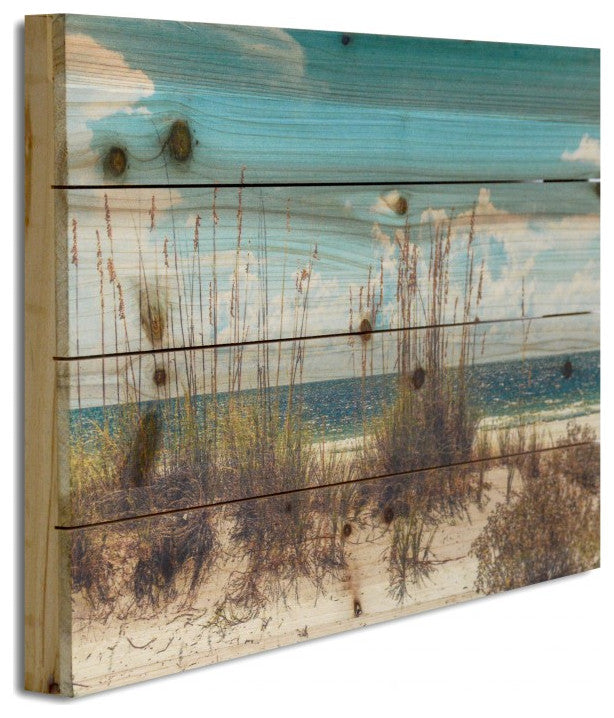 18" Ocean Sand Dunes Wood Plank Wall Art