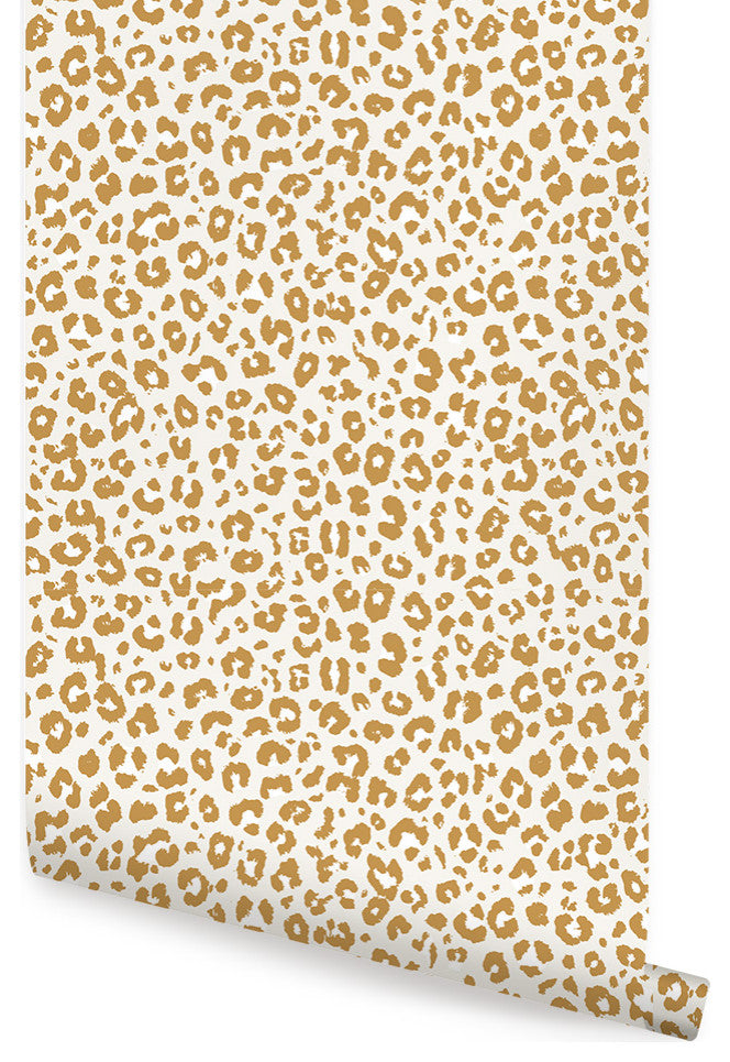 Animal Print Leopard Peel and Stick Vinyl Wallpaper, Gold, 24"w X 60"h