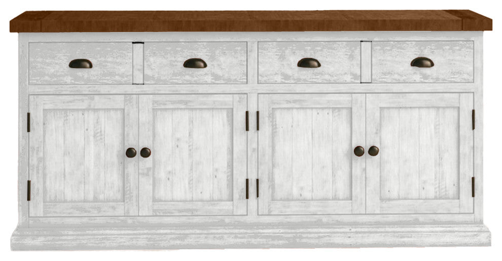 80" Rustic Two Tone Sideboard Buffet, Bright White