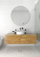 Round Black 36" Stainless Steel Framed Mirror, Satin Brass
