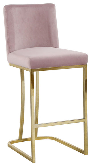 Heidi Upholstered Counter Stool, Pink, Gold, Velvet