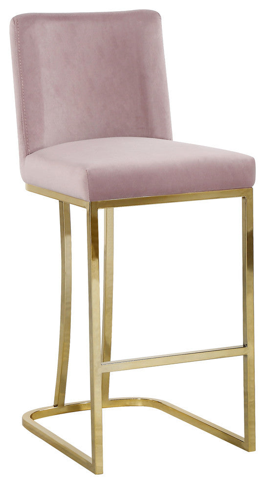 Heidi Upholstered Counter Stool, Pink, Gold, Velvet