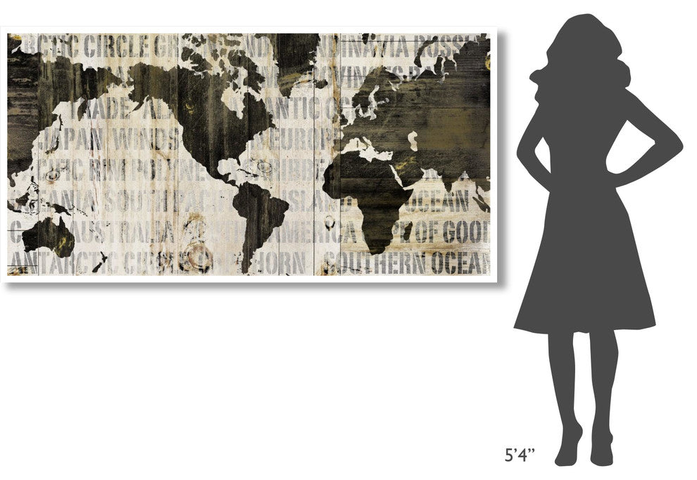 "Crate World Map Neutral" Digital Paper Print by Sue Schlabach, 74"x38"
