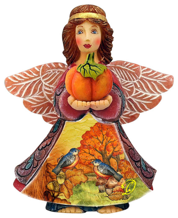 Autumn Angel With Pumpkin Handcrafted Christmas Figurine