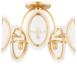 Danes 5-Light Semi Flush, Vintage Gold Leaf Frame, Glass Shade