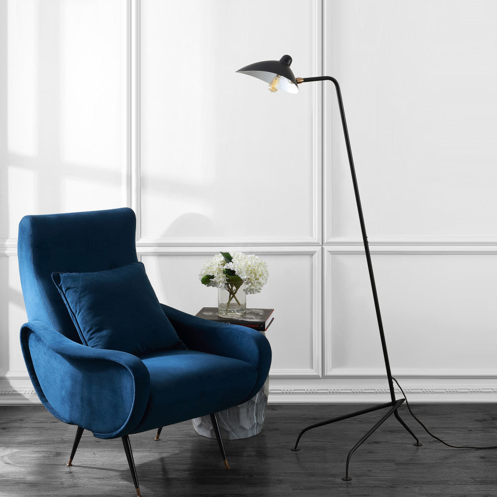 Frank 62" Iron Retro Minimalist LED Floor Lamp, Black by JONATHAN  Y